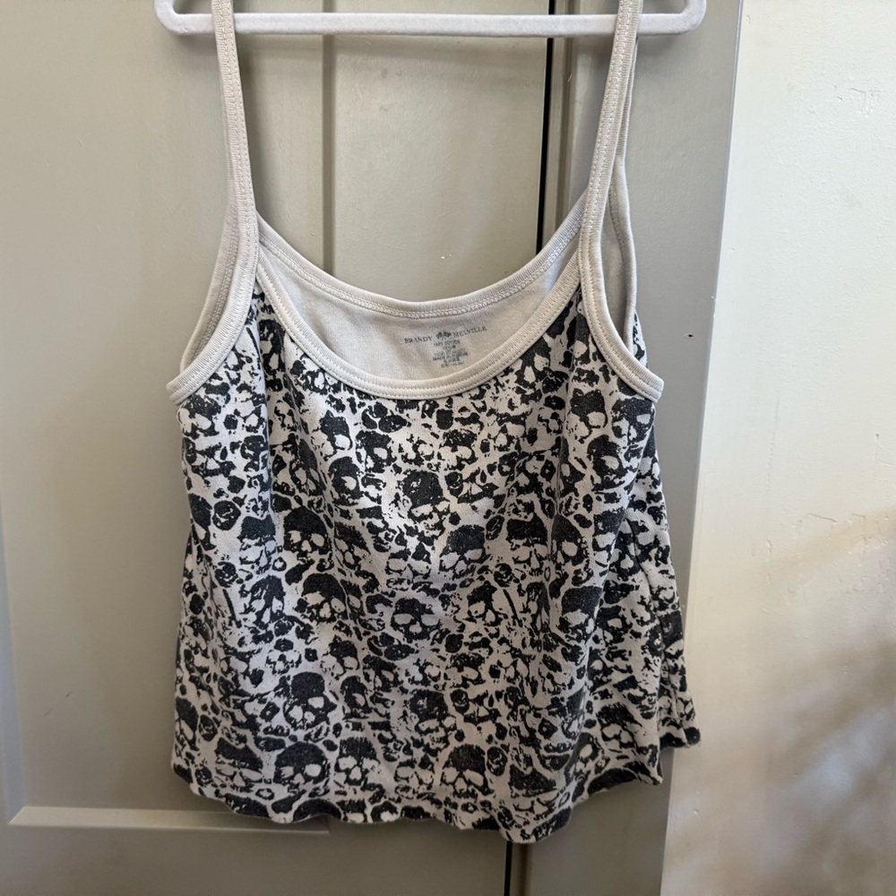 Brandy Melville Black and White Skull Camisole